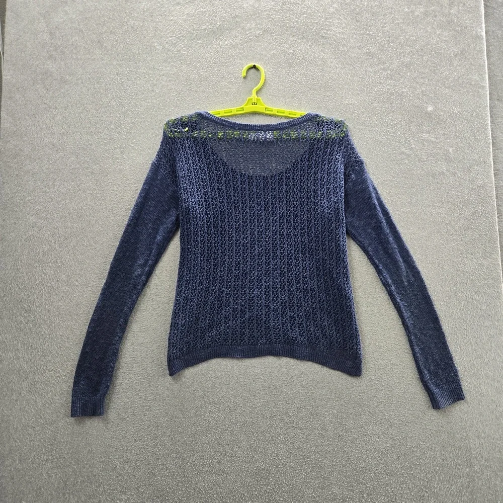 Abercrombie & Fitch Women Sweater L Blue Long Sleeve Open Knit Fairy Grunge